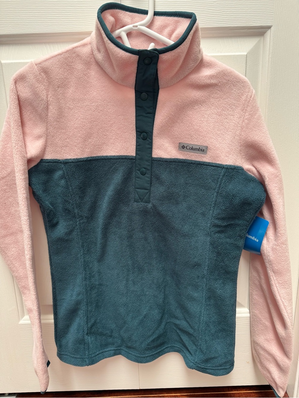 [Columbia] Two-Tone Pink and Teal Fleece Pullover